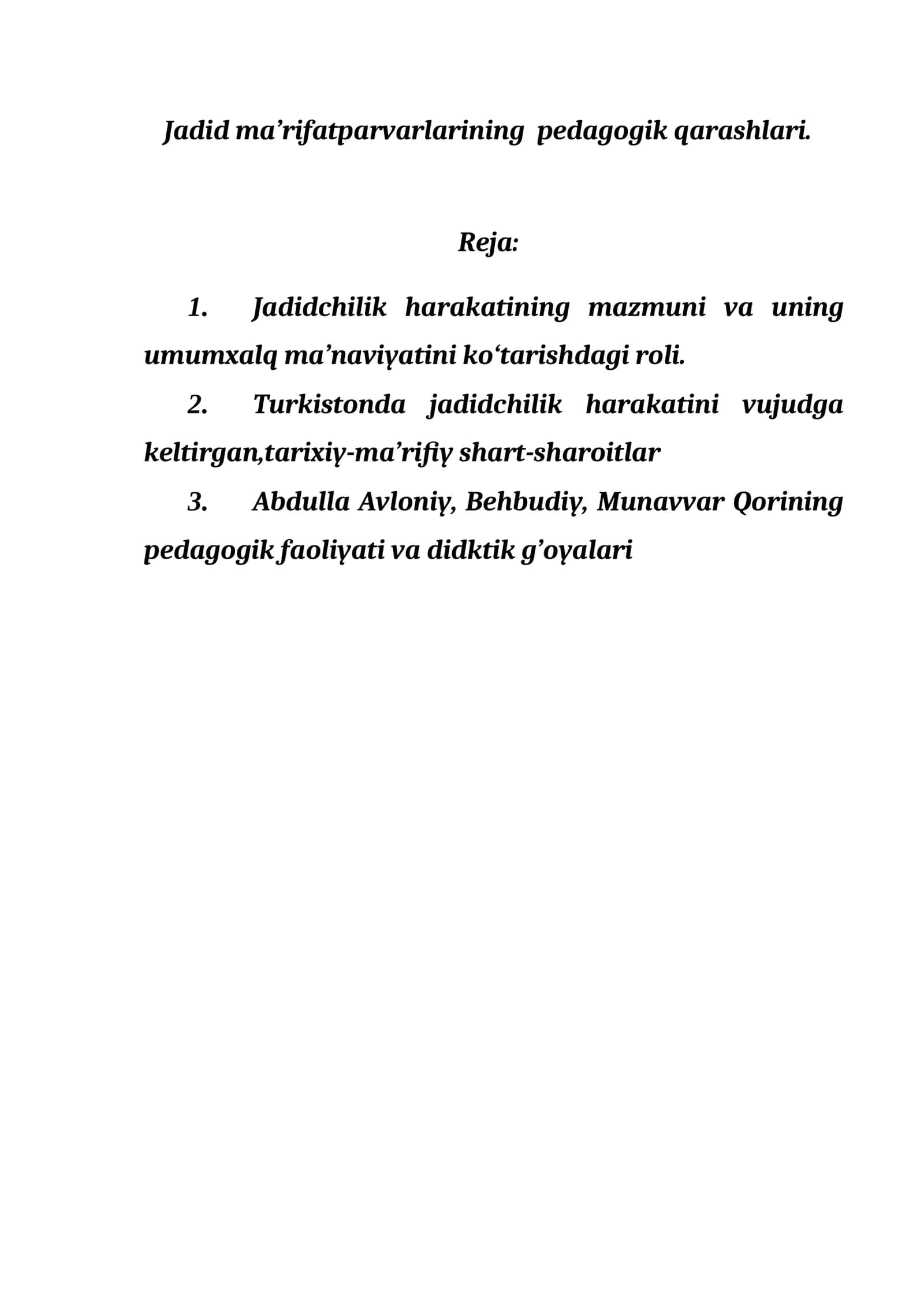 Jadid ma’rifatparvarlarining pedagogik qarashlari 1