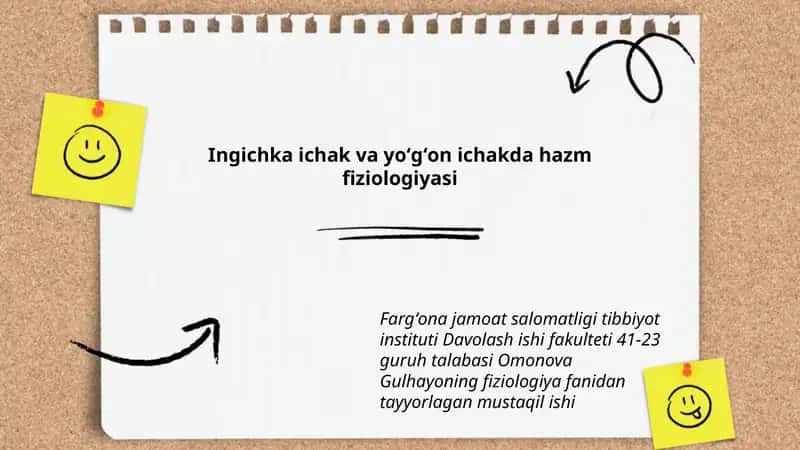Ingichka ichak va yoʻgʻon ichakda hazm fiziologiyasi 1