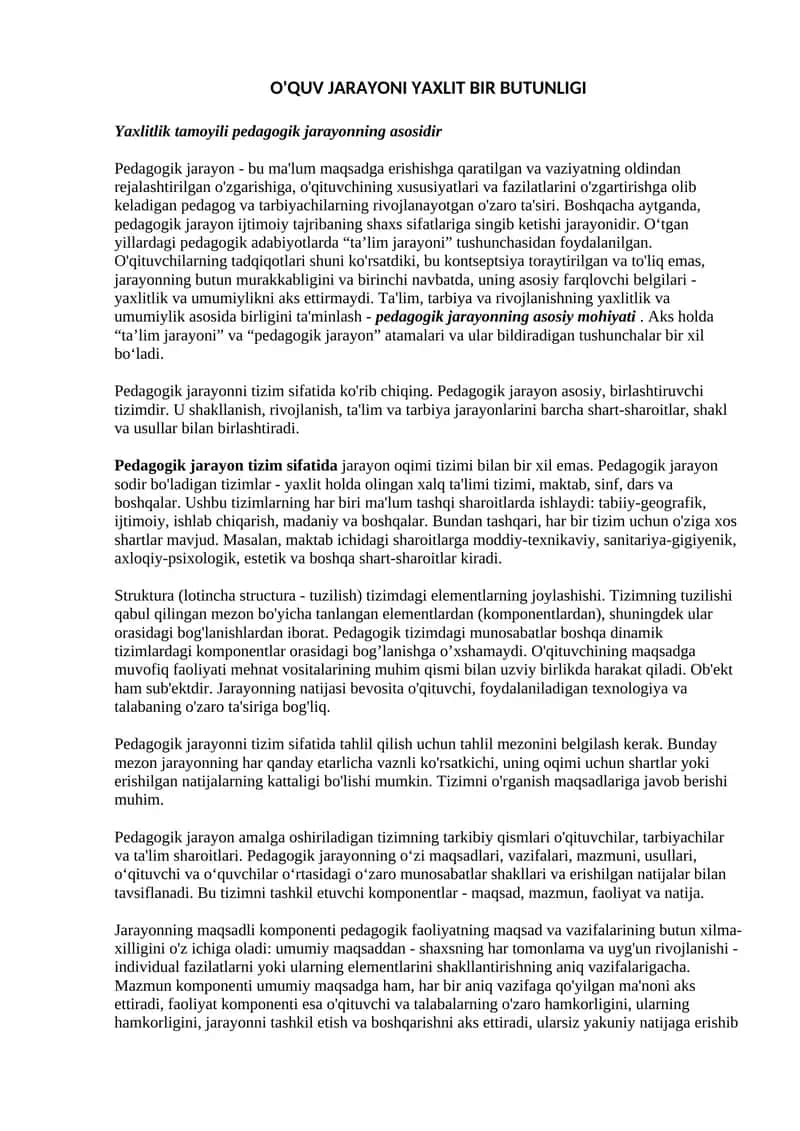 Pedagogik jarayon 1