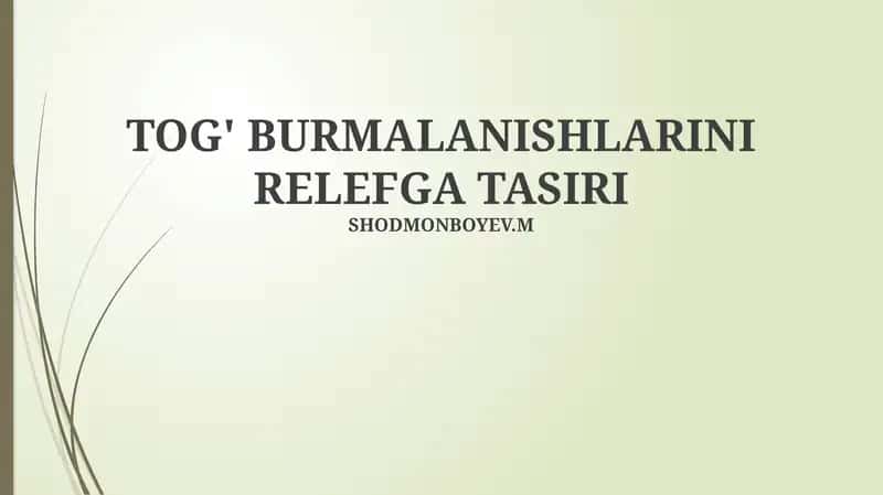 TOG' BURMALANISHLARINI RELEFGA TASIRI 1