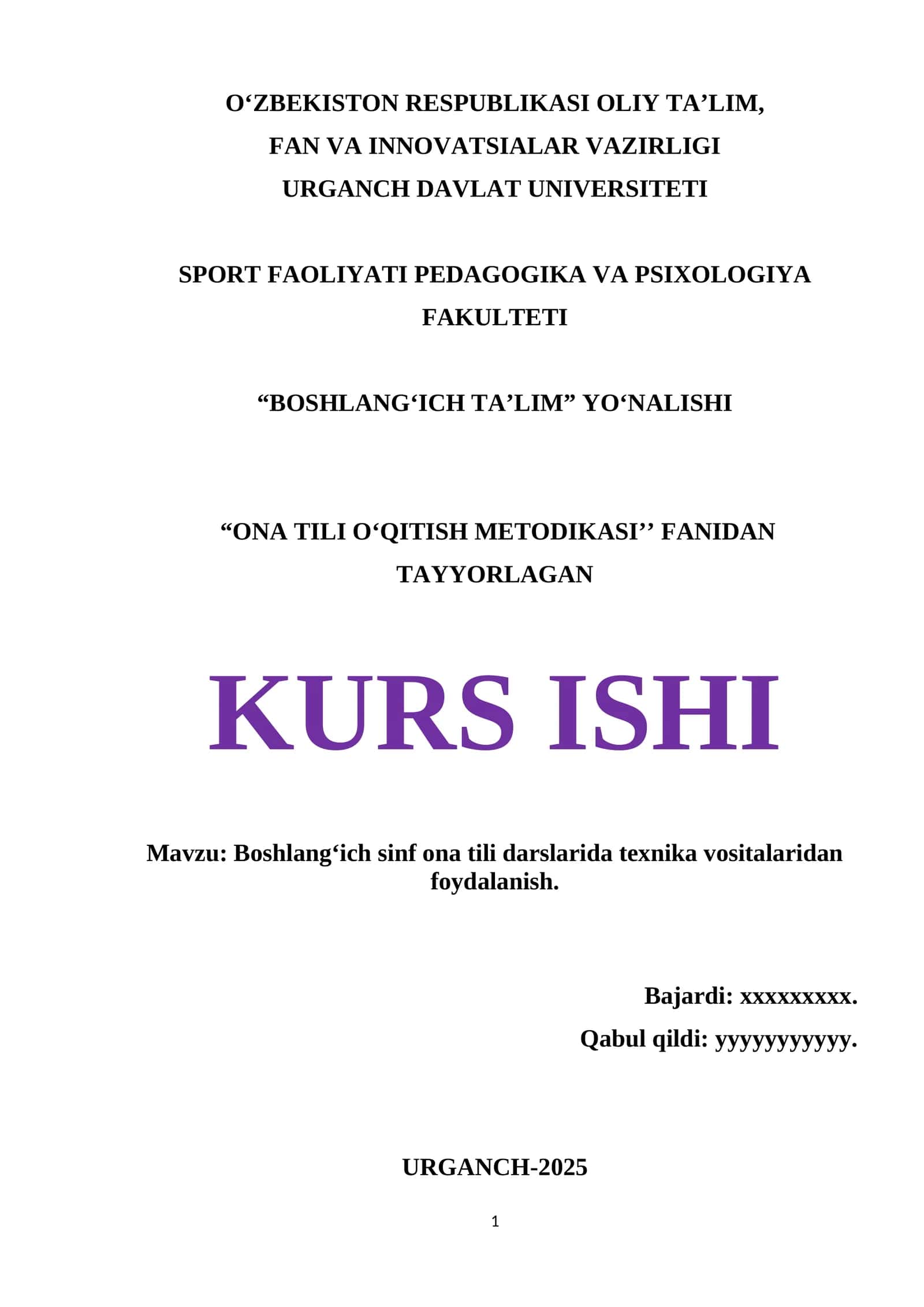 Boshlang‘ich sinf ona tili darslarida texnika vositalaridan foydalanish. 1