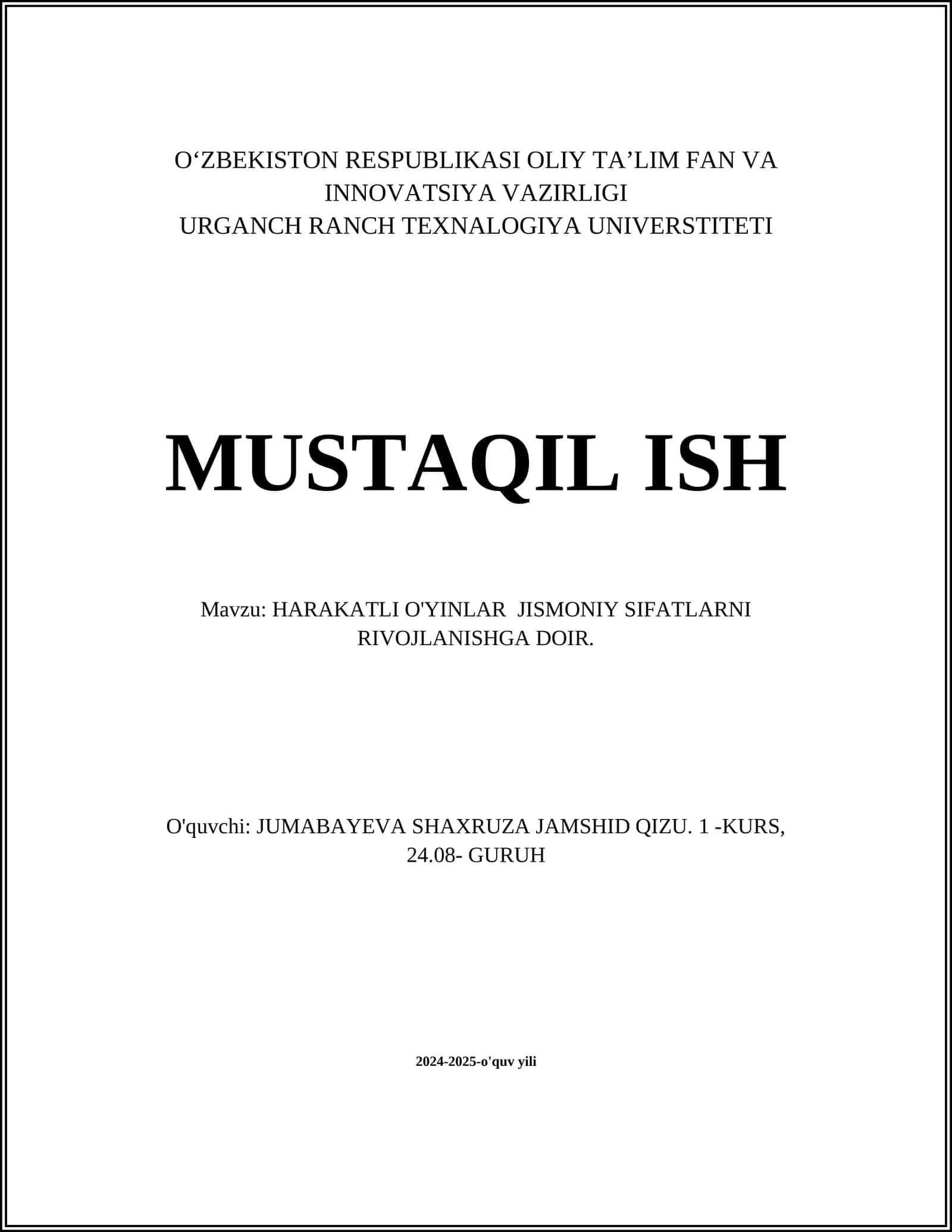 Chidamlilik mashg'ulotlari 1