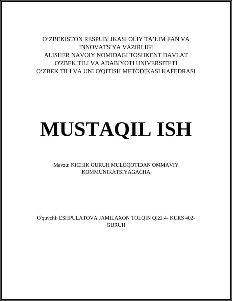 KICHIK GURUH MULOQOTIDAN OMMAVIY KOMMUNIKATSIYAGACHA 1