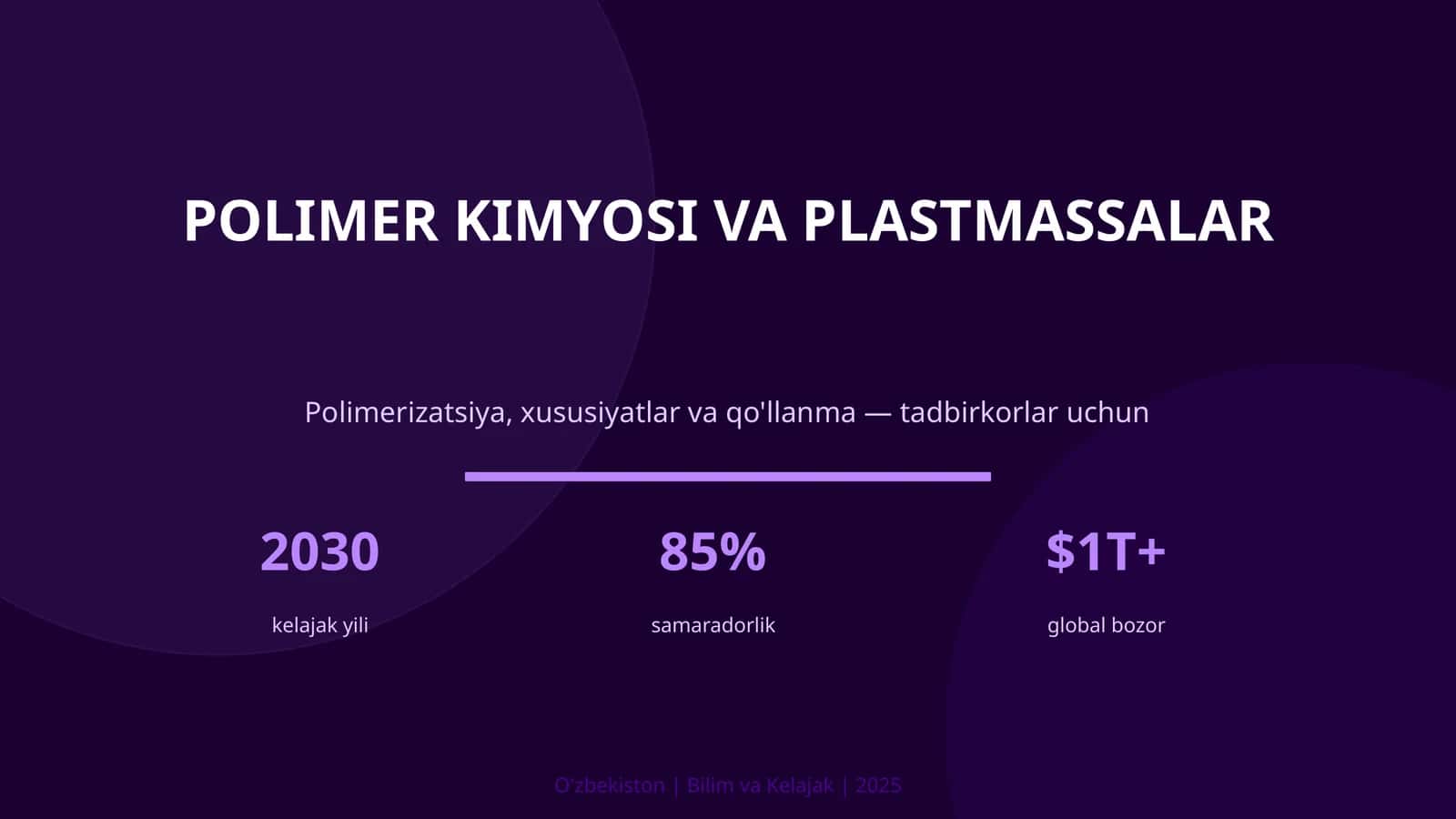 Polimer kimyosi va plastmassalar 1