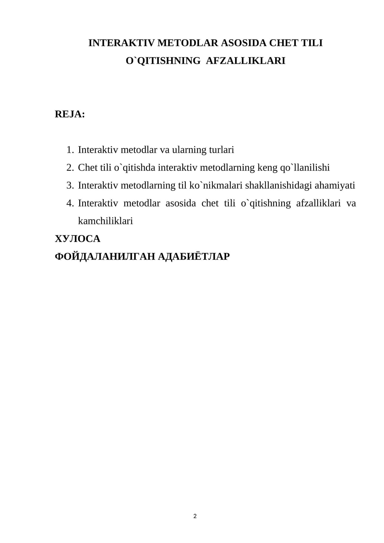 INTERAKTIV METODLAR ASOSIDA CHET TILI O`QITISHNING AFZALLIKLARI 1