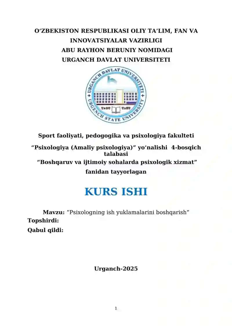Psixologning ish yuklamalarini boshqarish