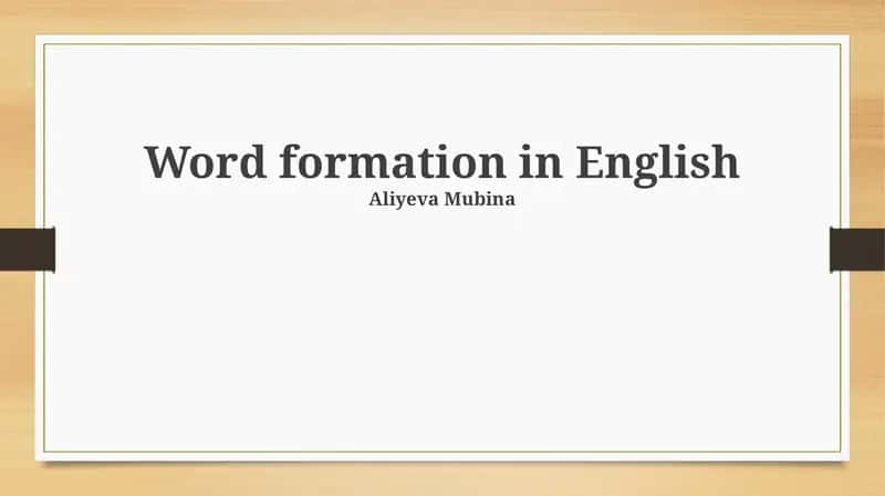 Word formation in English 1