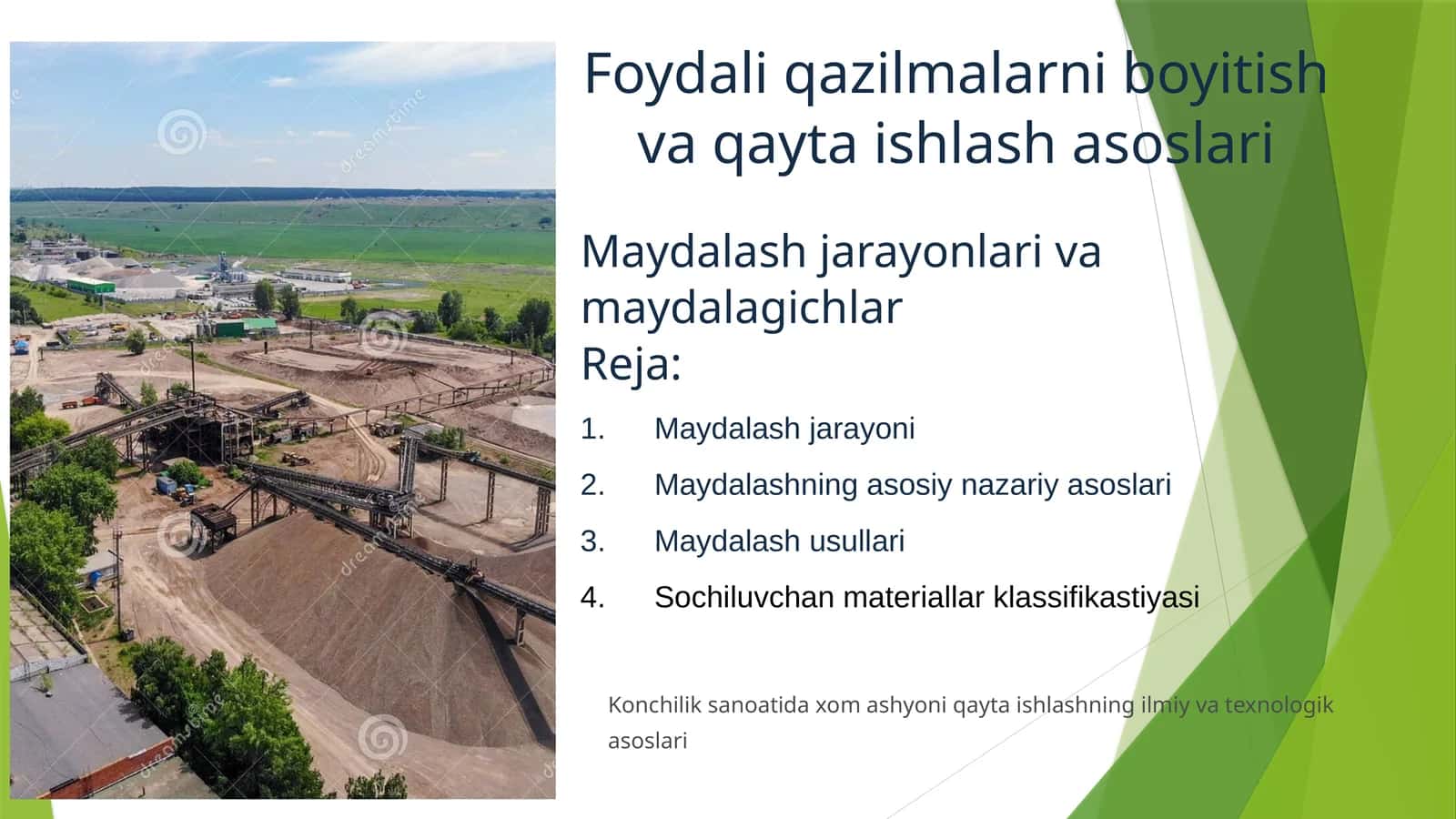 Foydali qazilmalarni boyitish va qayta ishlash asoslari 1