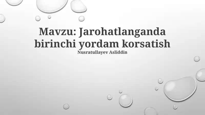 Jarohatlanganda birinchi yordam korsatish 1