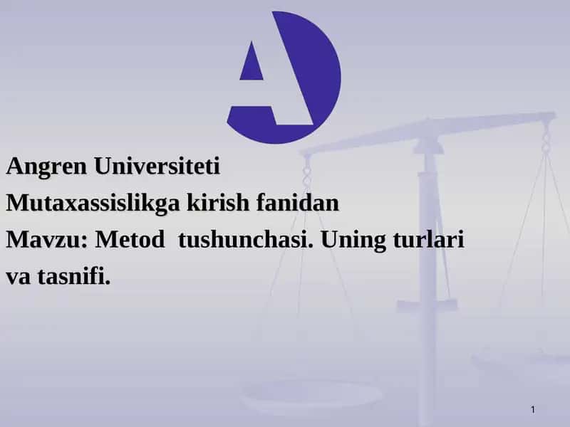 Metod tushunchasi. Uning turlari va tasnifi. 1