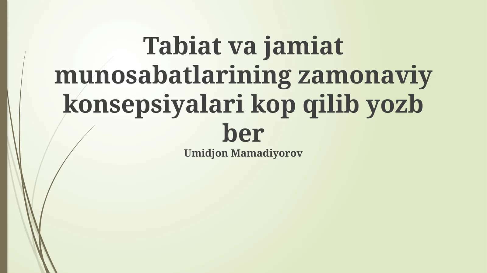 Tabiat va jamiyat tushunchasi 1