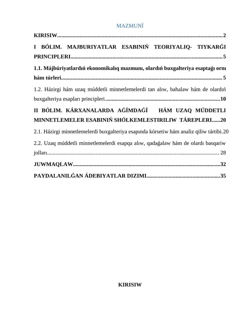 Aǵımdaǵı hám uzaq múddetli 1