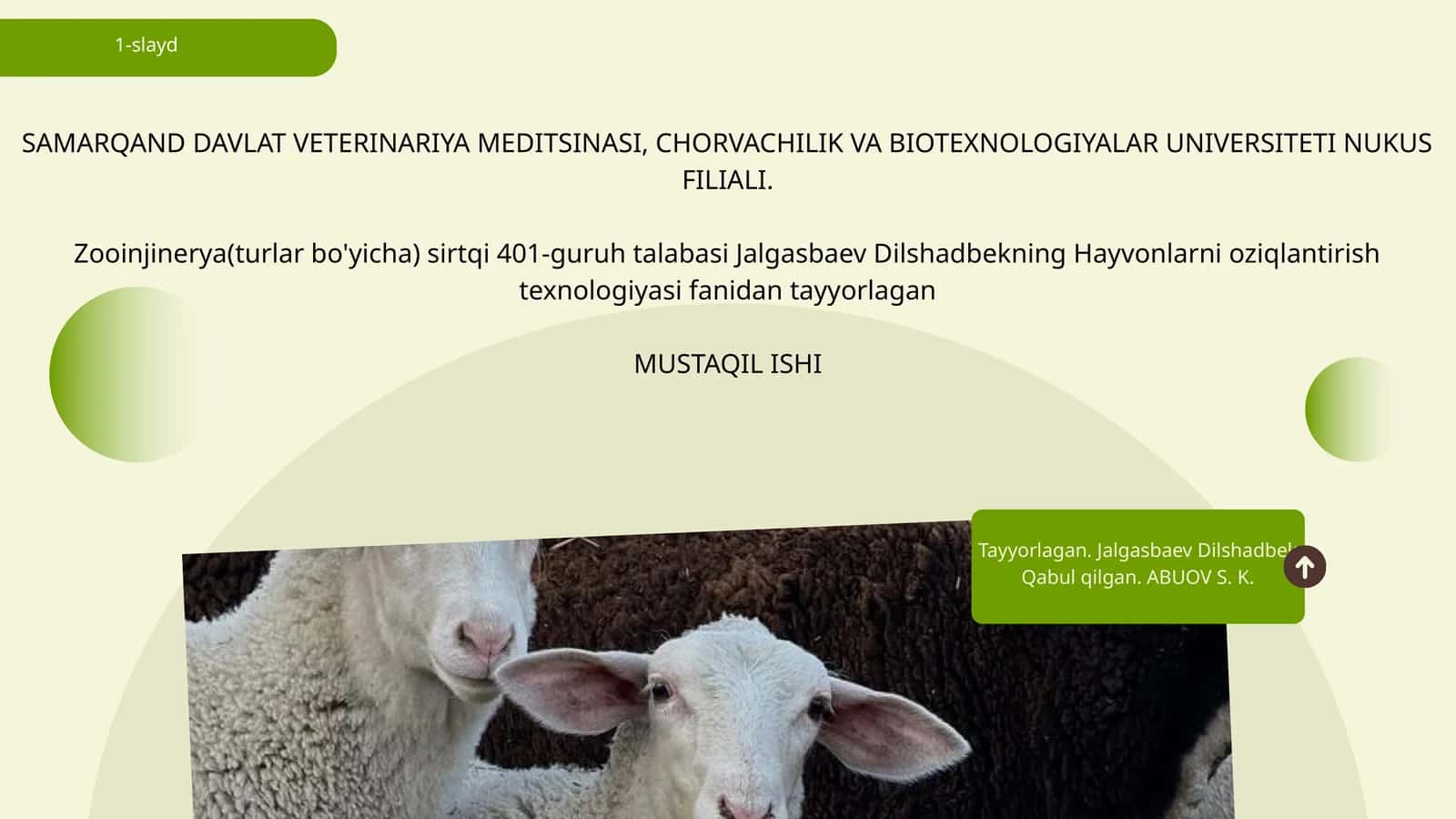 TIVIT VA JUN BERUVCHI ECHKILAR UCHUN OZIQLANTIRISH ME’YORLARI VA RATSIONLARI 1