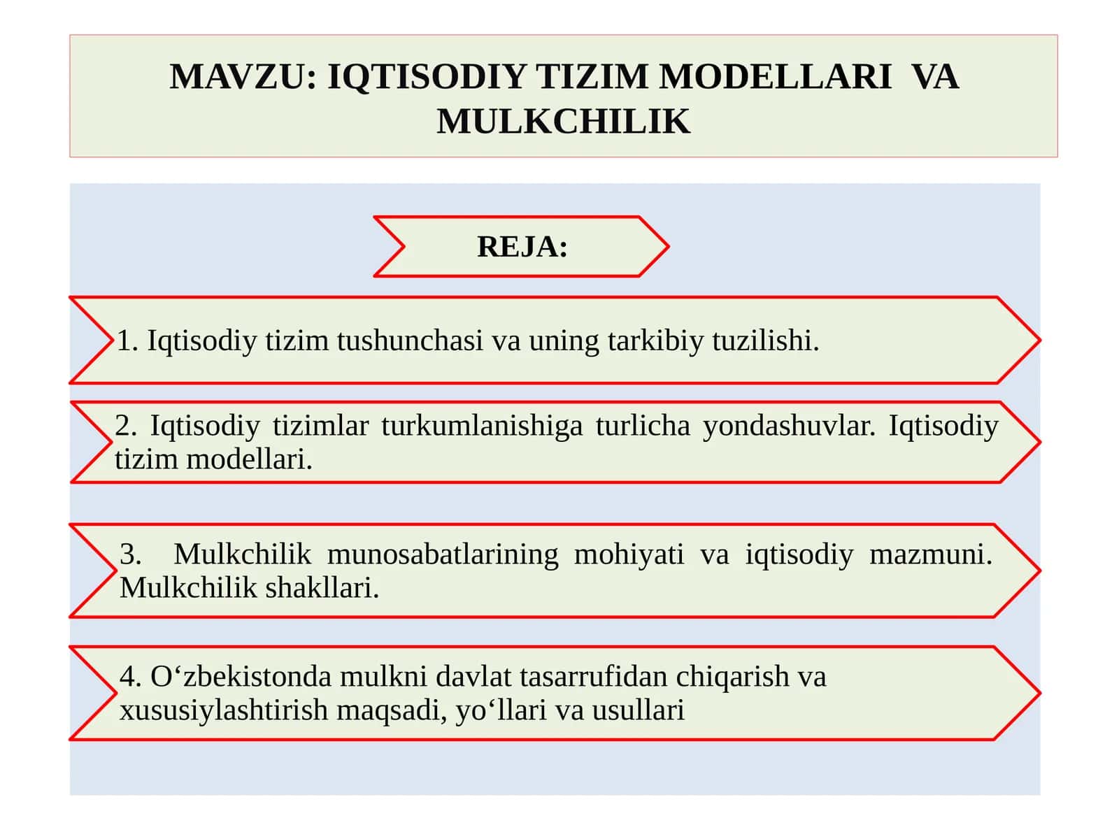 IQTISODIY TIZIM MODELLARI VA MULKCHILIK 1