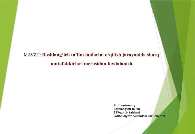 Sharq mutafakkirlari merosidan foydalanish 1