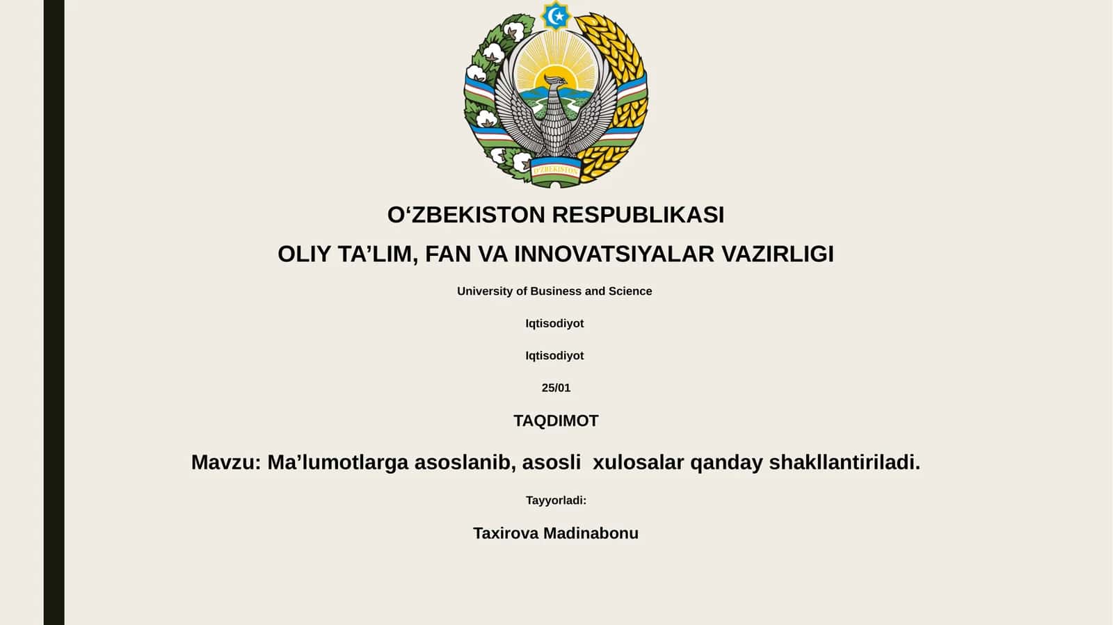 Ma’lumotlardan xulosaga kelish jarayoni 1