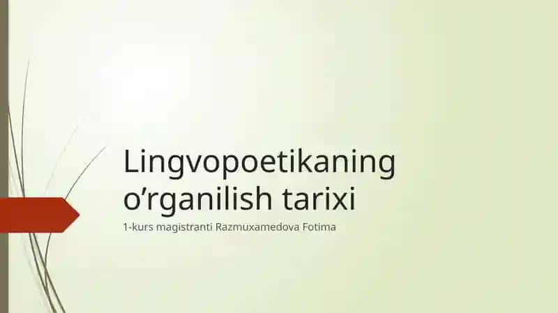 Lingvopoetikaning o’rganilish tarixi