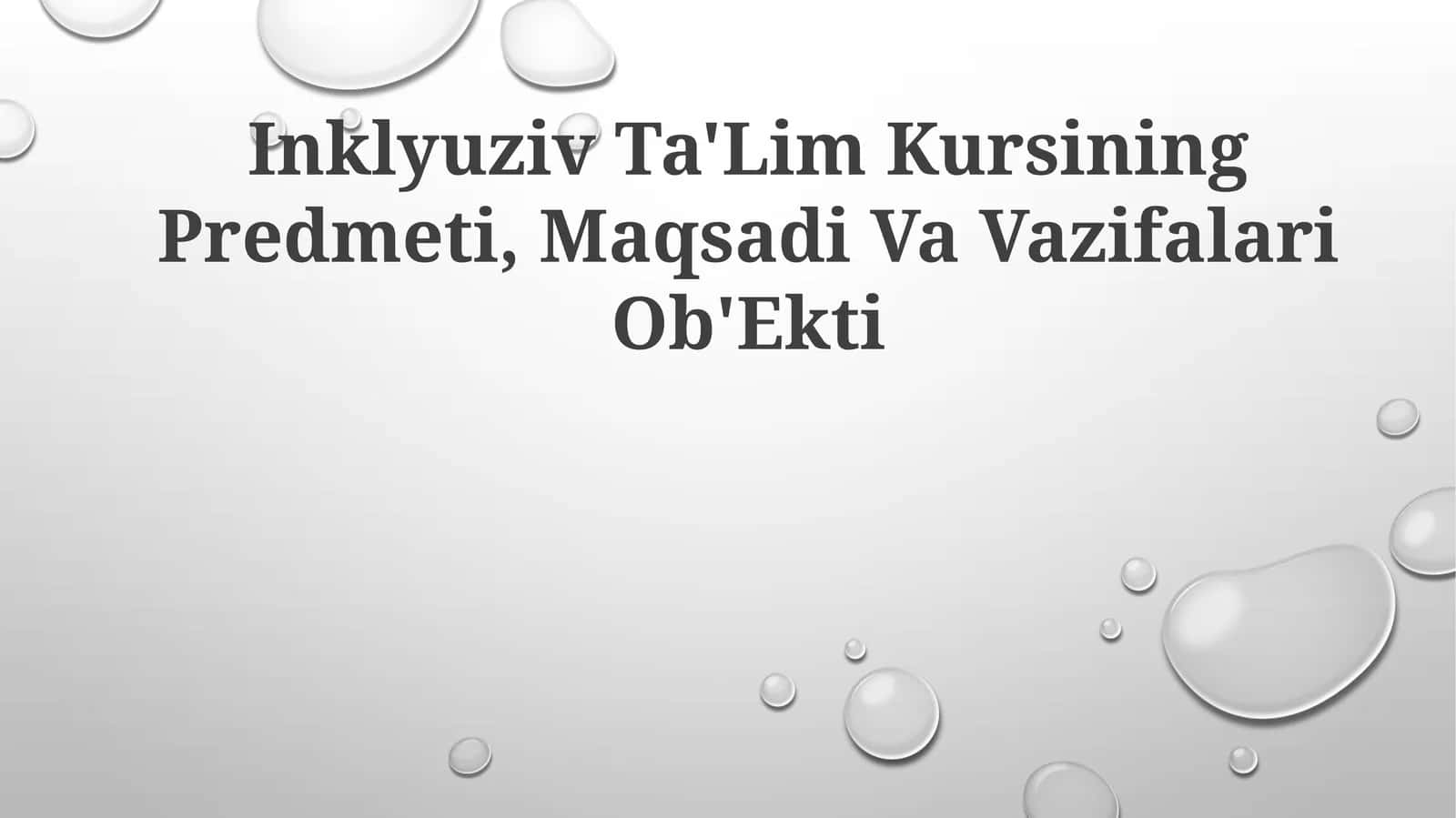Inklyuziv Ta'Lim Kursi 1