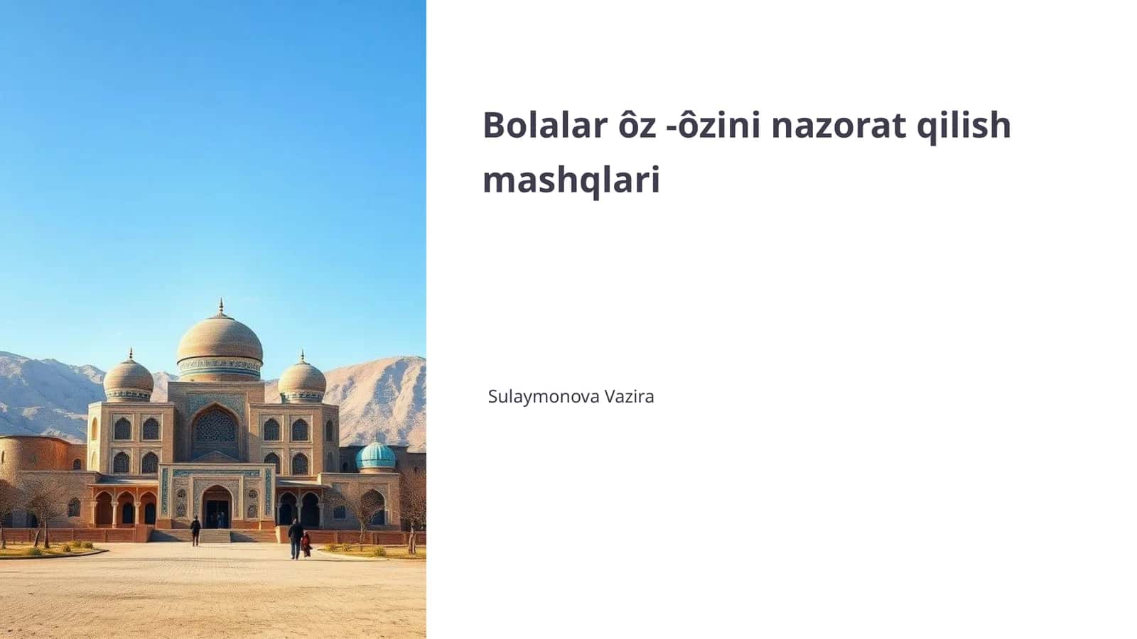 Bolalar ôz -ôzini nazorat qilish mashqlari 1