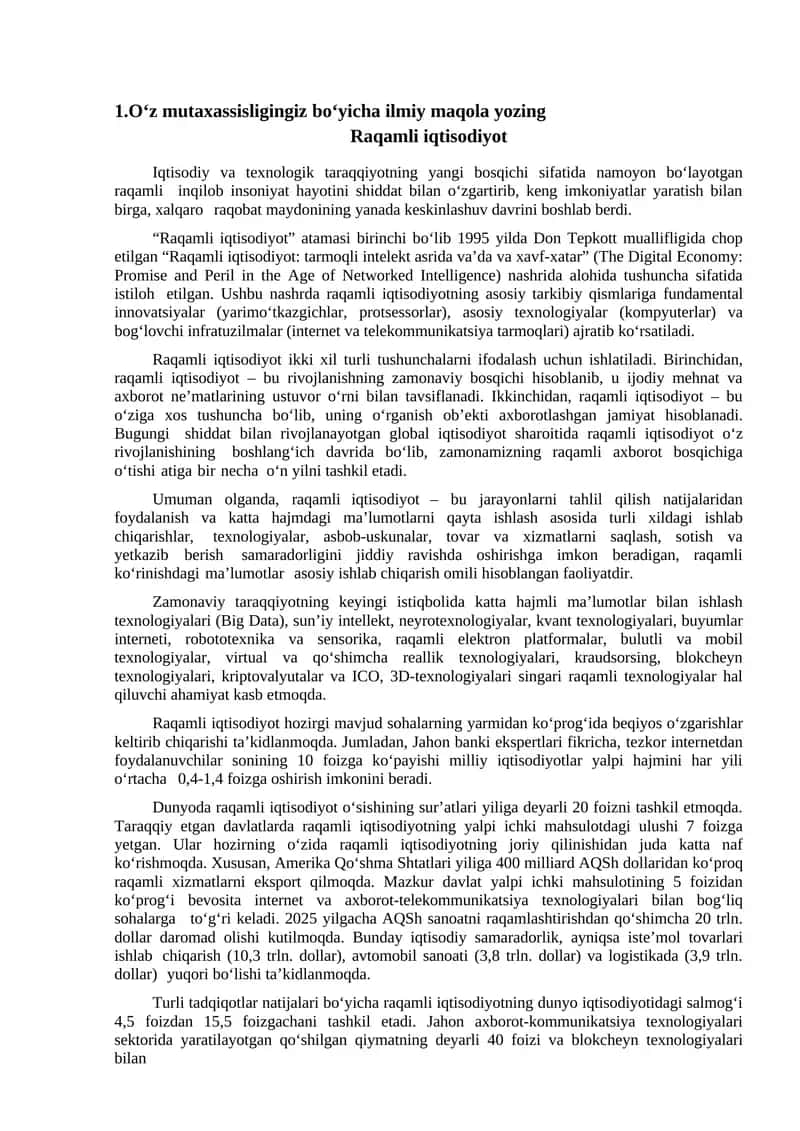 Raqamli iqtisodiyot 1