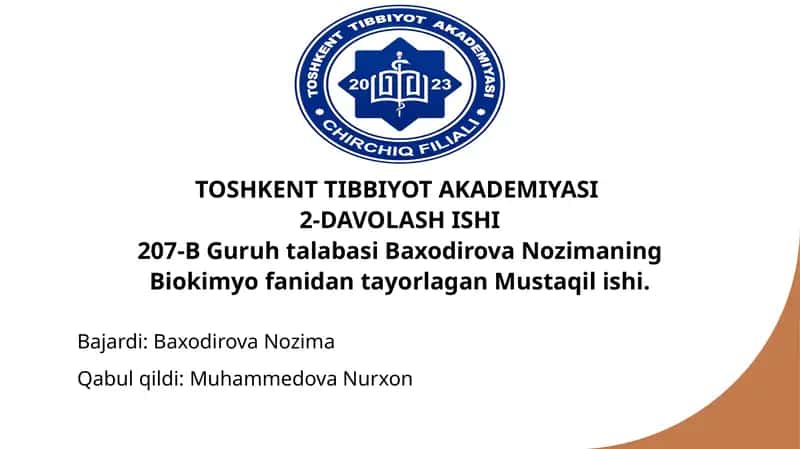 Toshkent Tibbiyot Akademiyasi - Davolash Ishi 1
