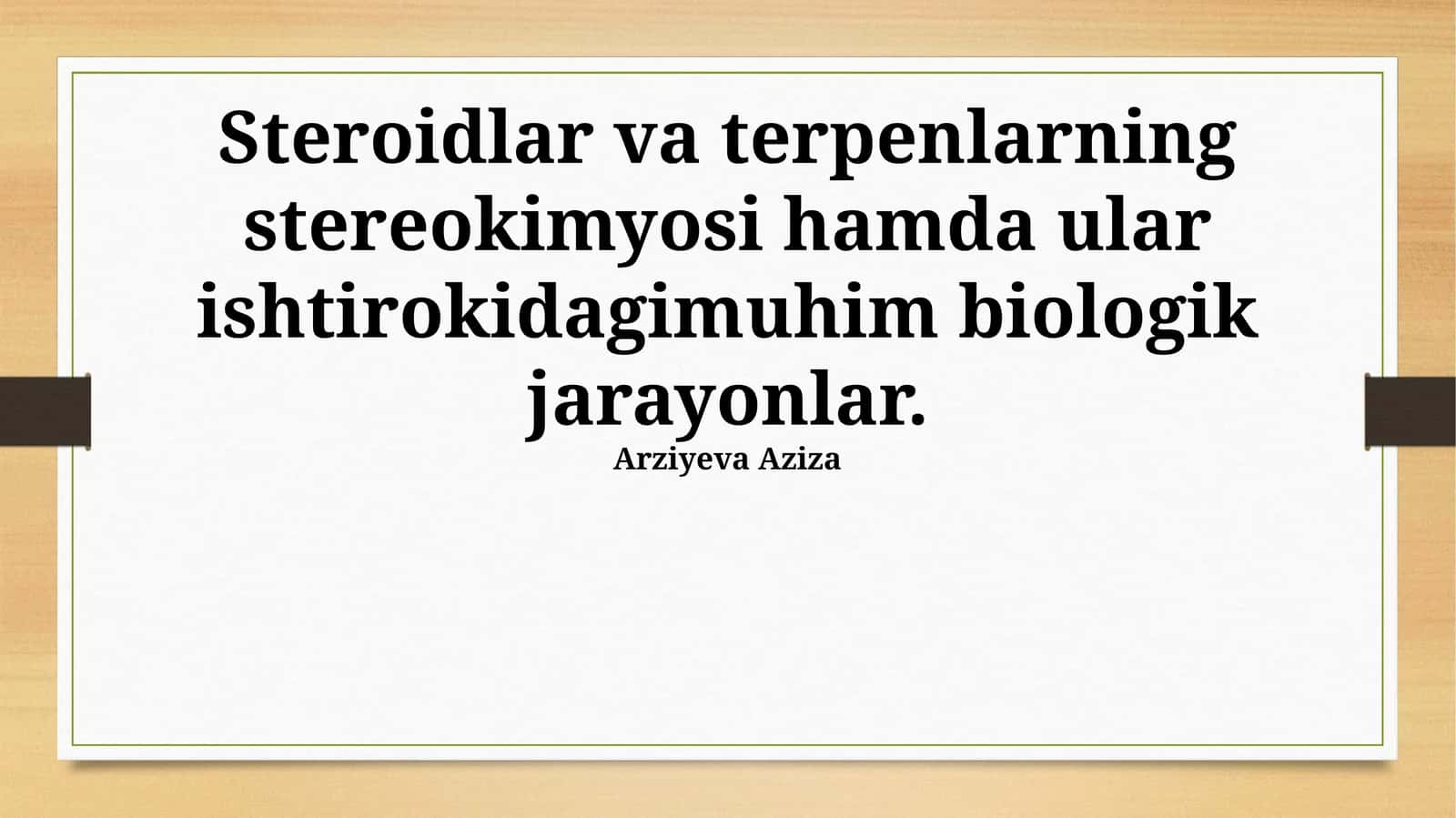 Steroid va Terpenoidlarning Stereokimyosi 1