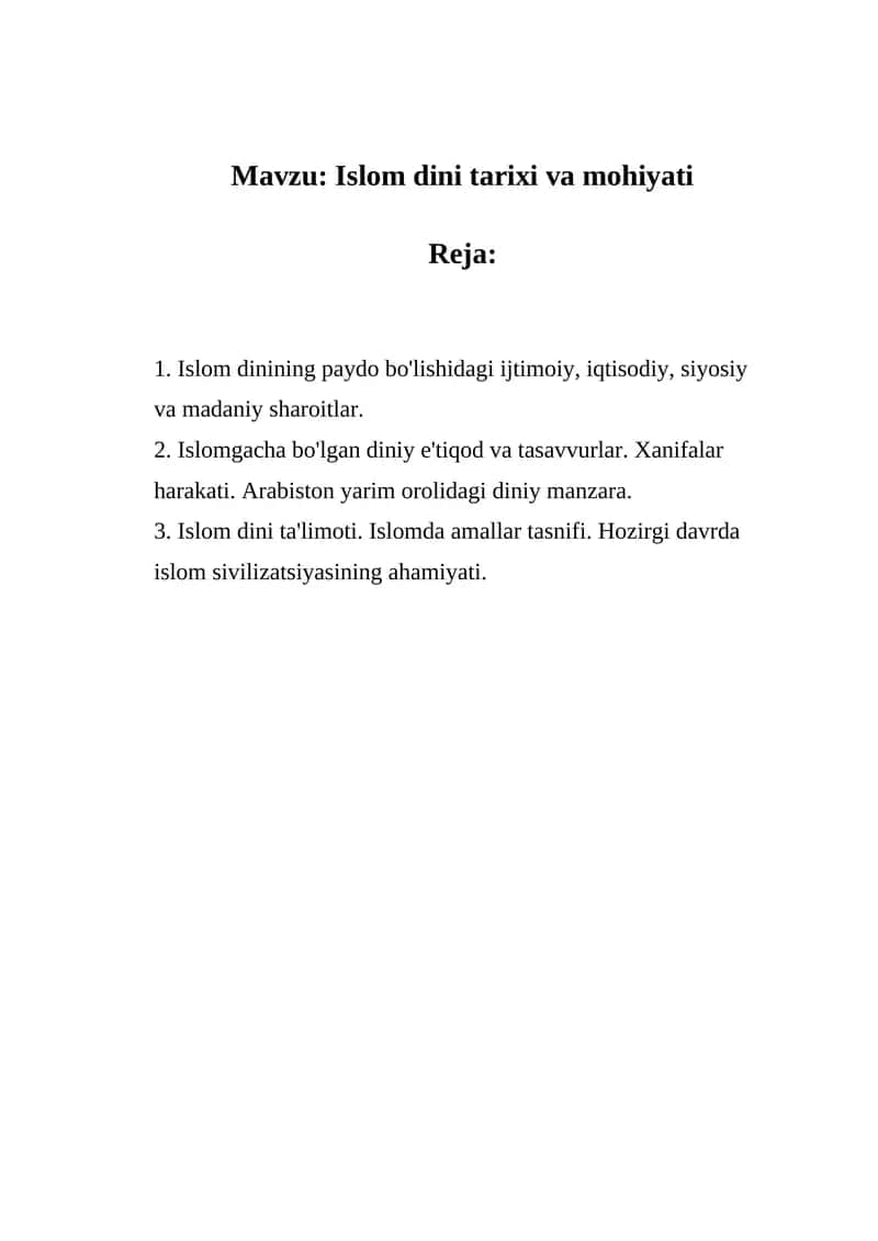 Islom dini tarixi va mohiyati 1