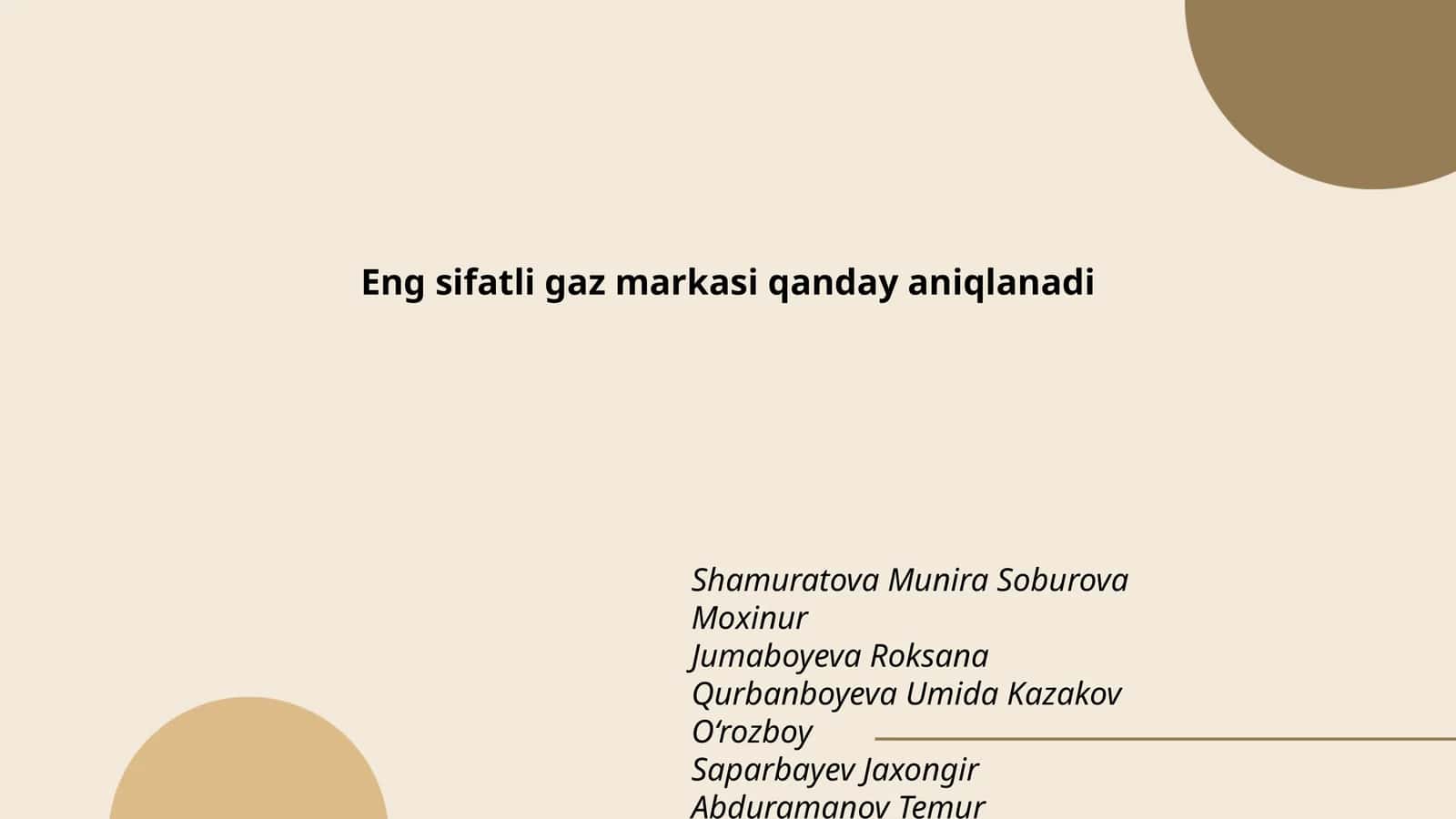 Eng sifatli gaz markasi qanday aniqlanadi 1