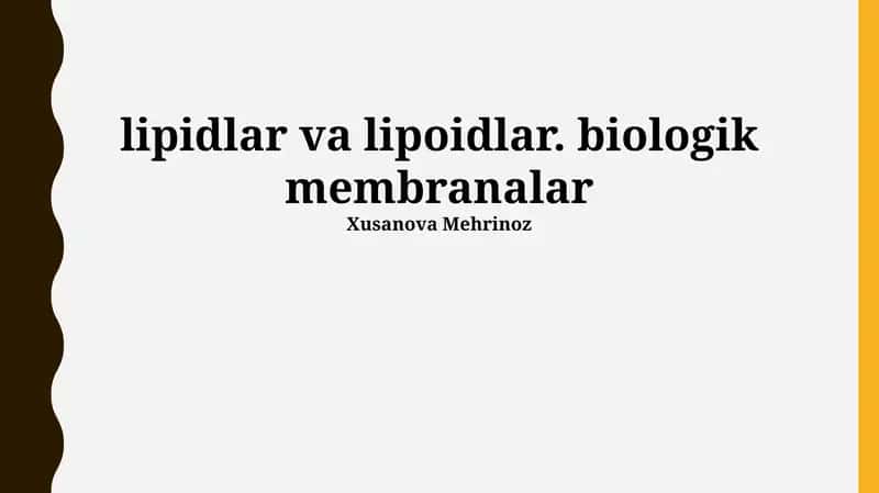 Lipidlar va Lipoidlar 1