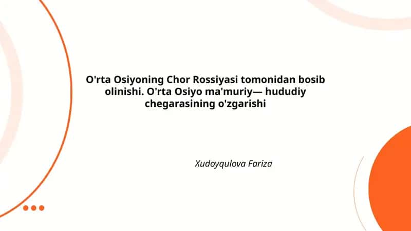 O'rta Osiyoning Chor Rossiyasi tomonidan bosib olinishi 1
