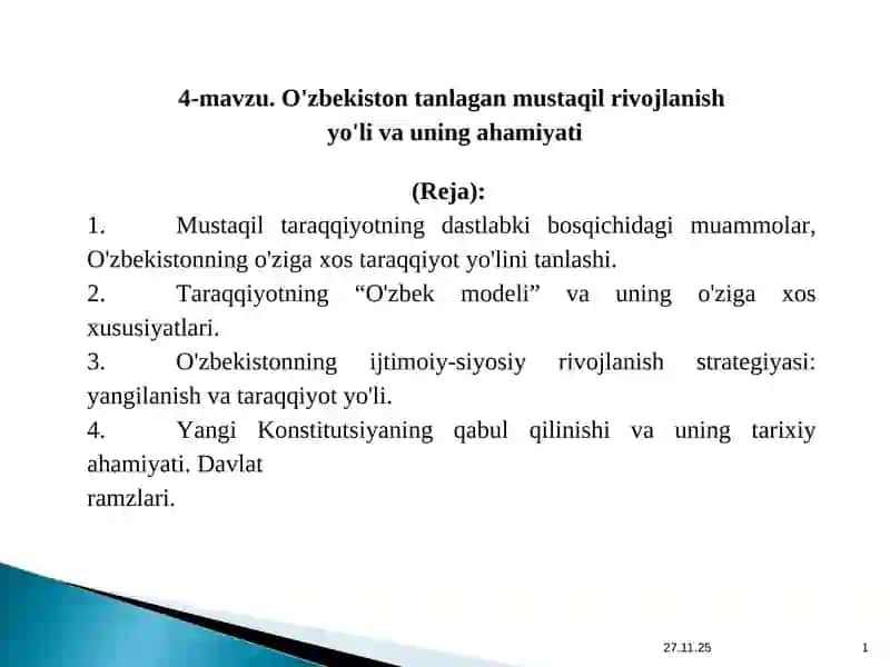 O'zbekiston mustaqil taraqqiyot yoʻlida