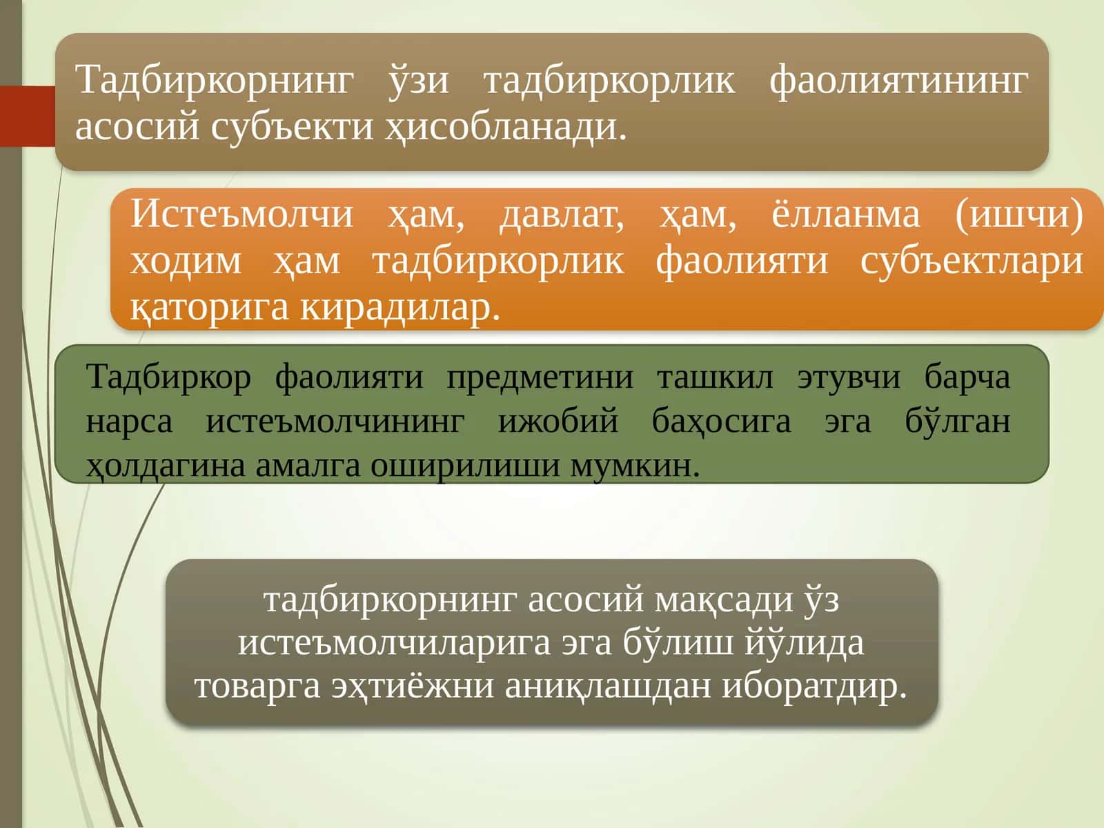 Тадбиркор фаолияти предметини ташкил этувчи 1