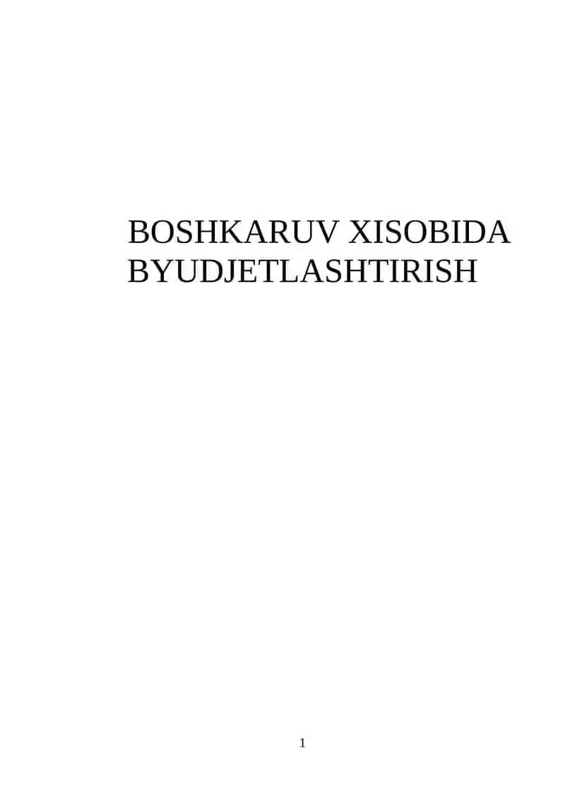 Boshqaruv hisobida byudjetlashtirish