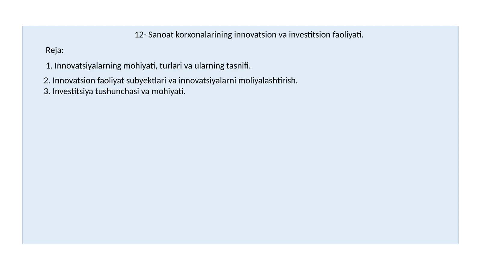 Sanoat korxonalarining innovatsion va investitsion faoliyati 1