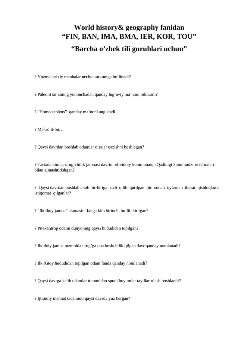 World history& geography fanidan 1