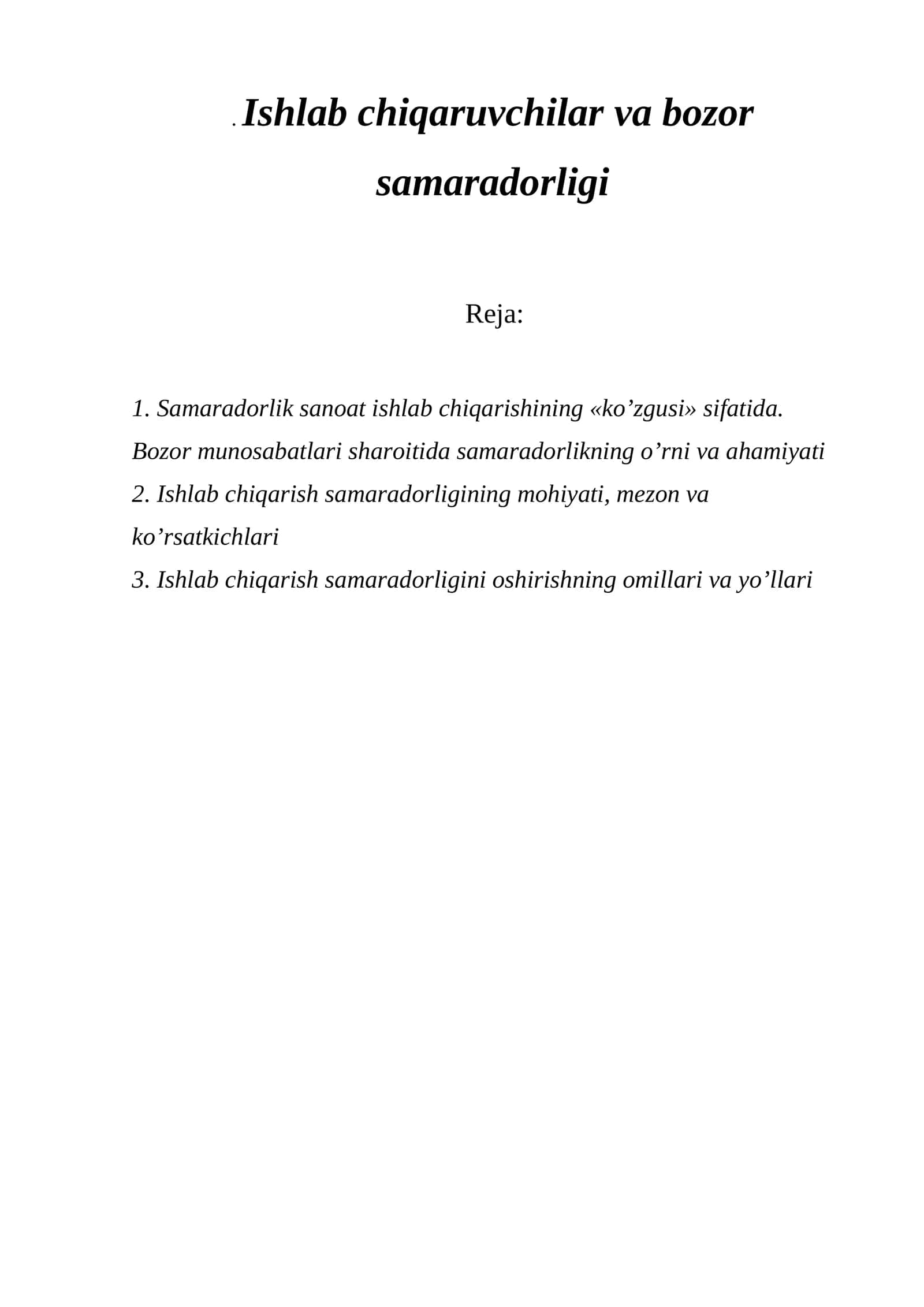Ishlab chiqaruvchilar va bozor samaradorligi 1