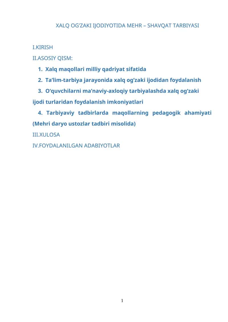 XАLQ OG’ZАKI IJODIYOTIDА MEHR – SHАVQАT TАRBIYАSI 1