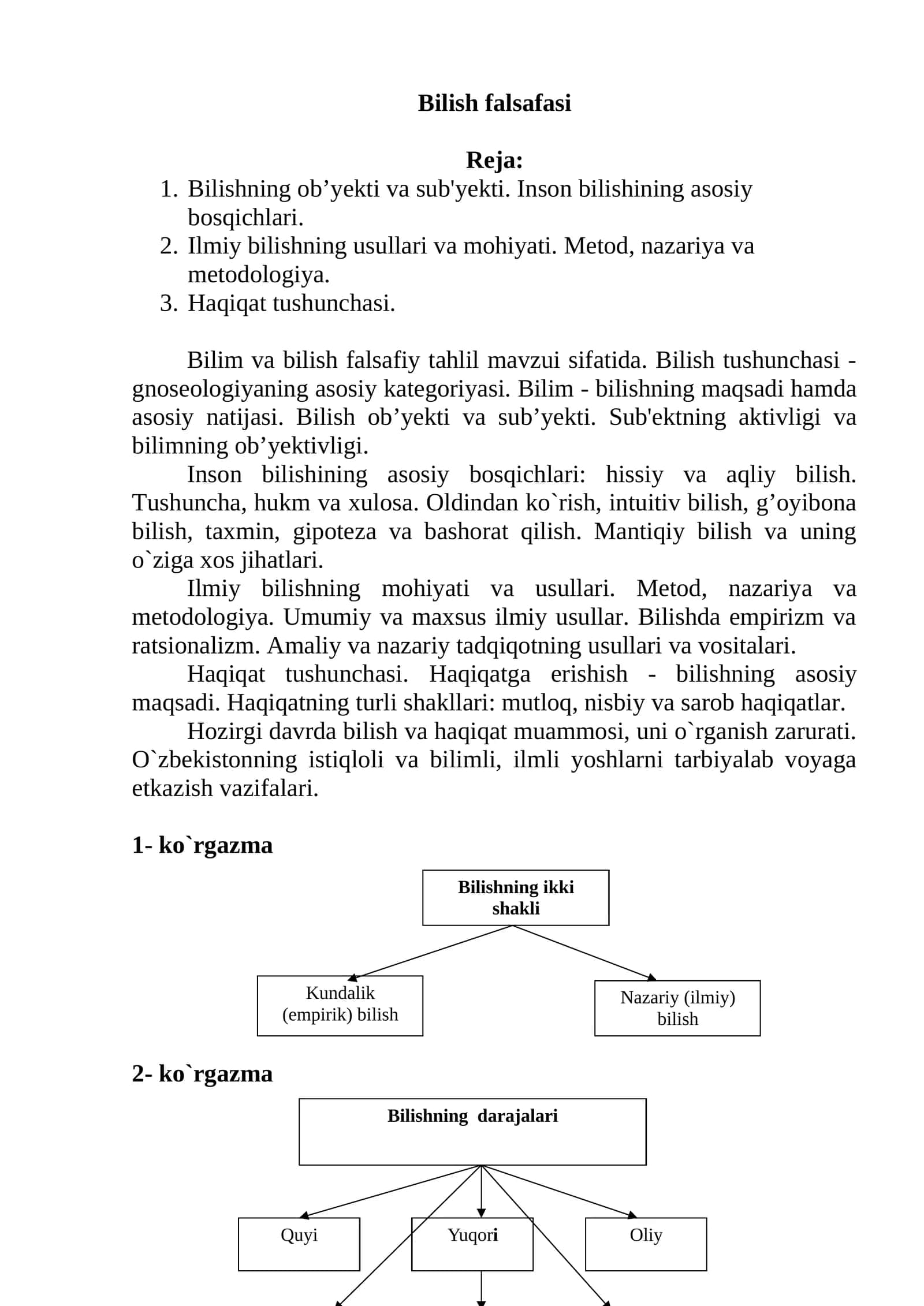Bilish falsafasi 1