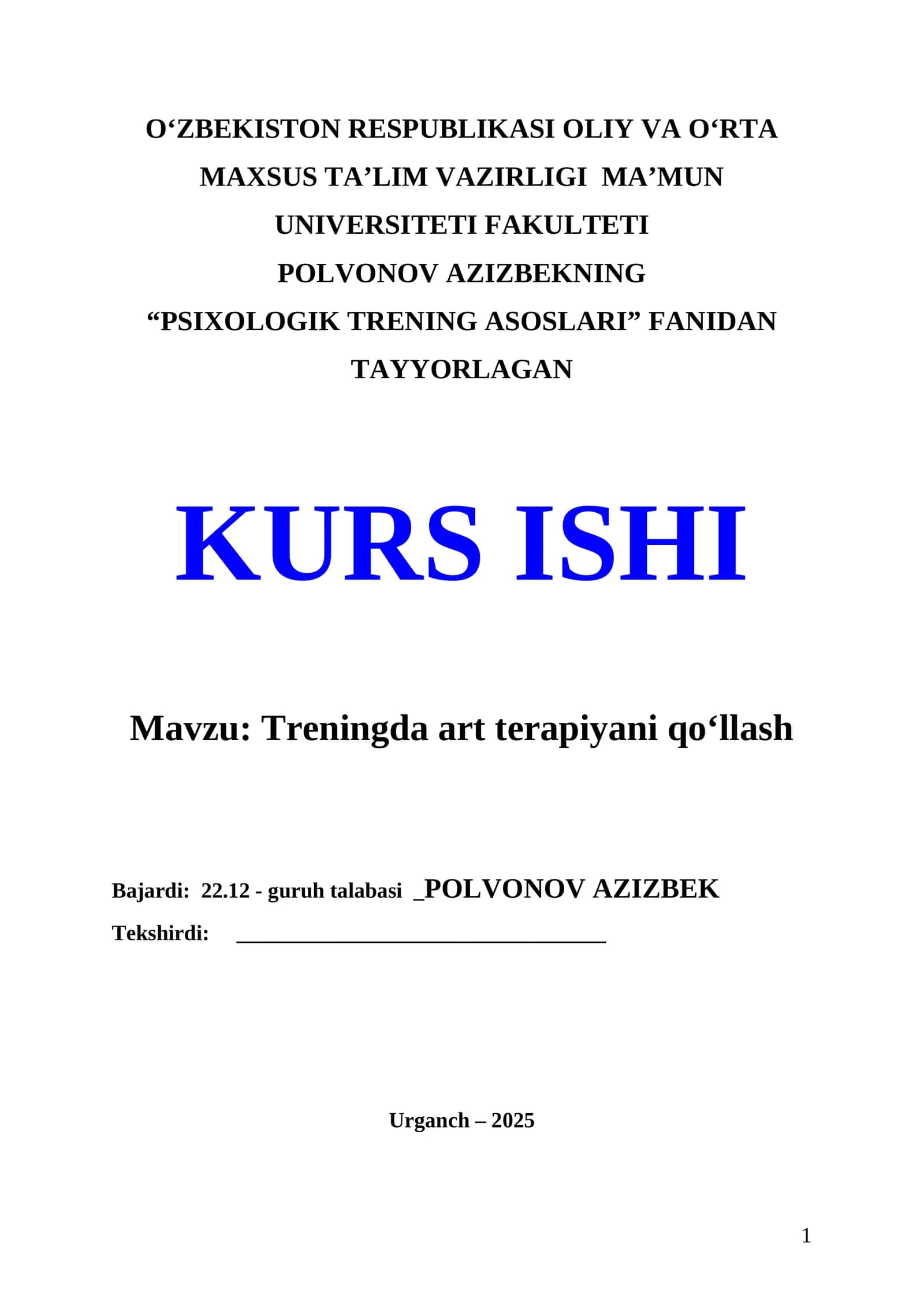 Treningda art terapiyani qoʻllash 1