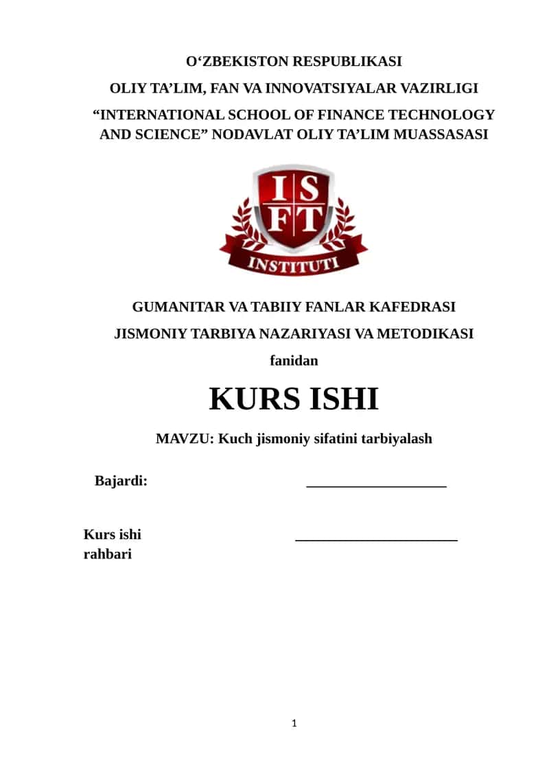 Kuch jismoniy sifatini tarbiyalash 1