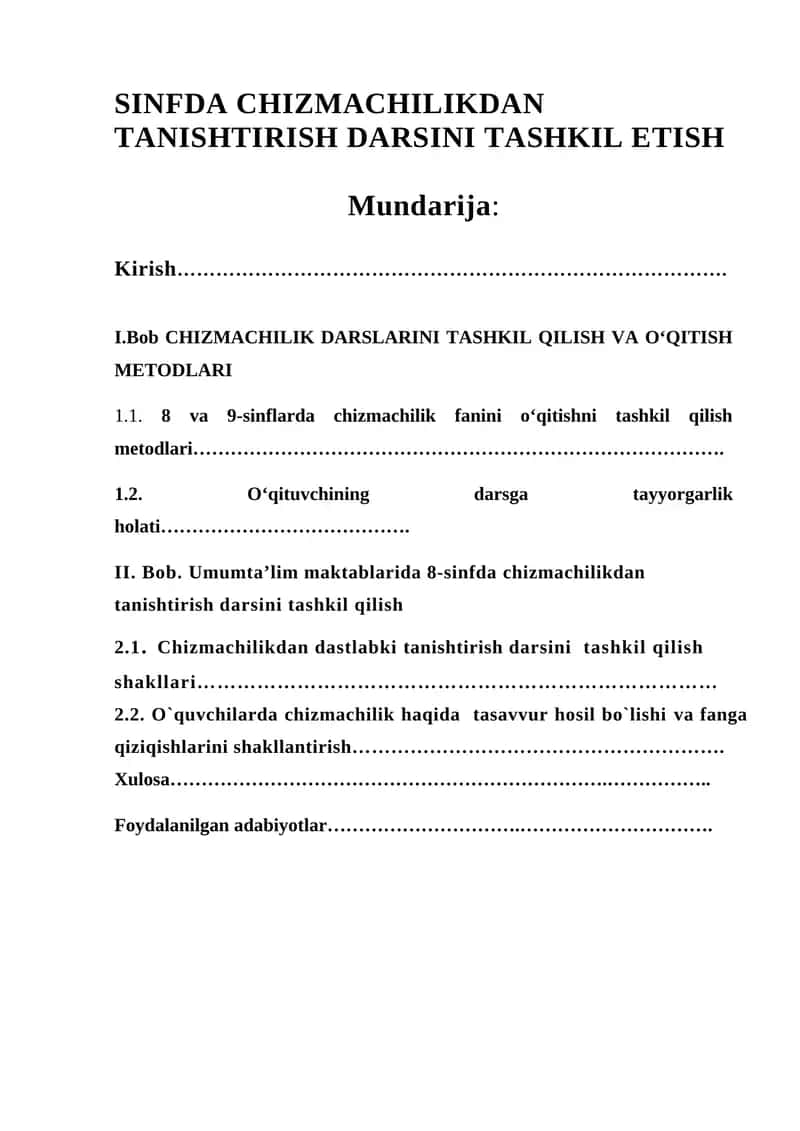 SINFDA CHIZMACHILIKDAN TANISHTIRISH DARSINI TASHKIL ETISH 1