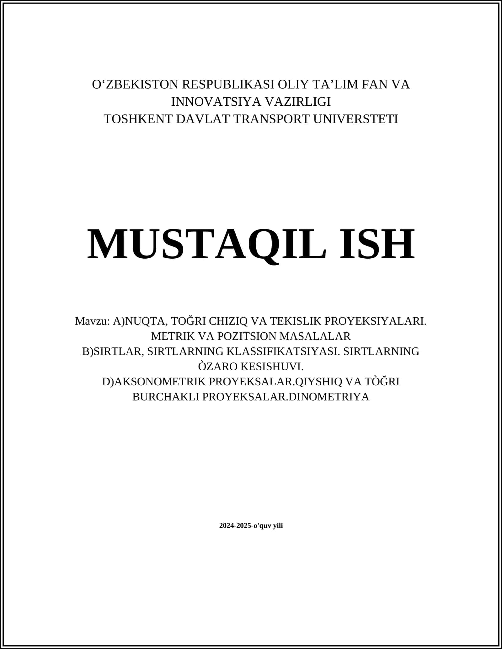 Nuqta proyeksiyalari 1