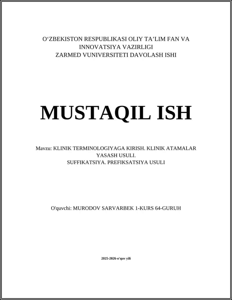 KLINIK TERMINOLOGIYAGA KIRISH 1