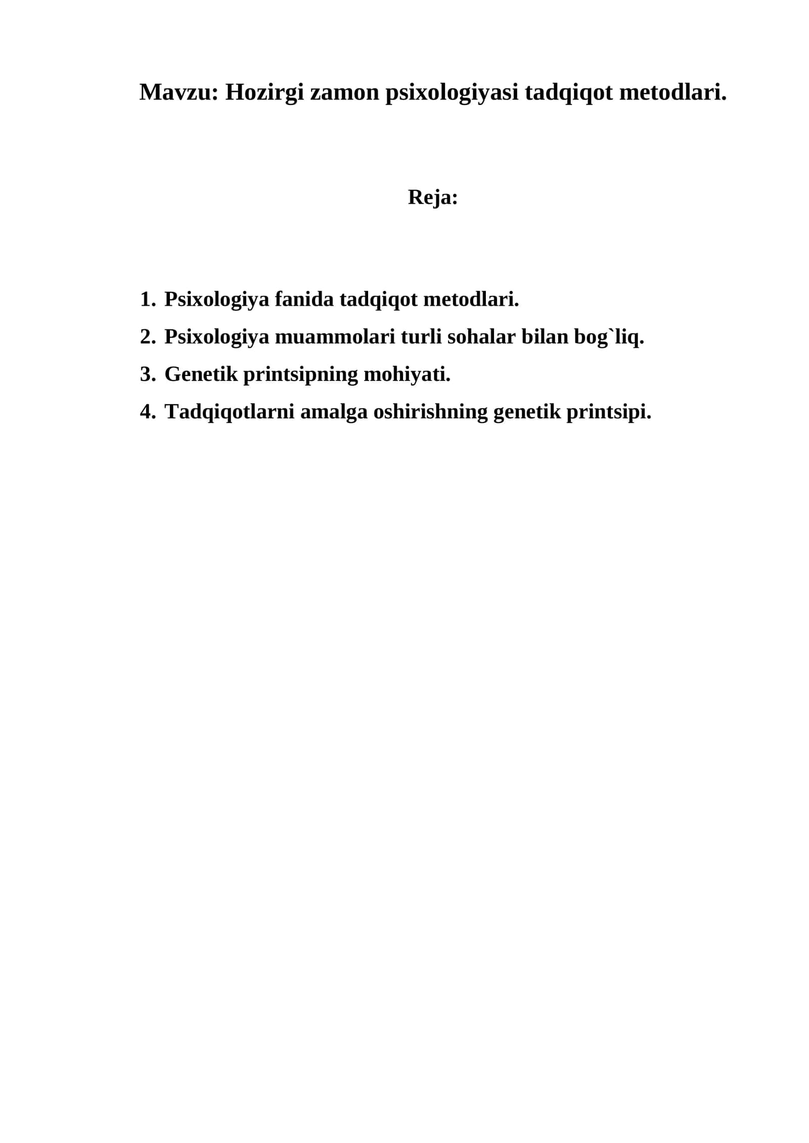 Hozirgi zamon psixologiyasi tadqiqot metodlari 1