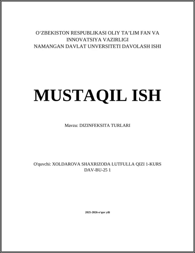 DIZINFEKSITA TURLARI 1