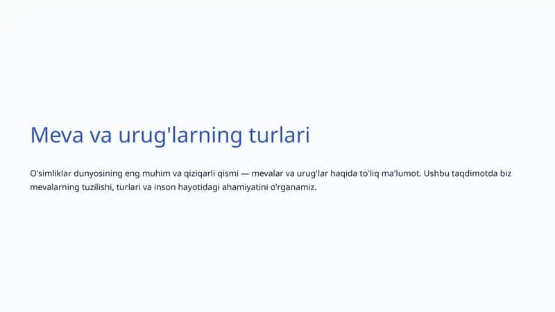 Meva va urug'larning turlari 1