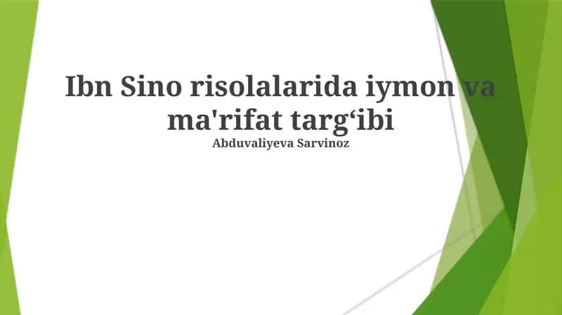 Ibn Sino risolalarida iymon va ma'rifat targ‘ibi 1