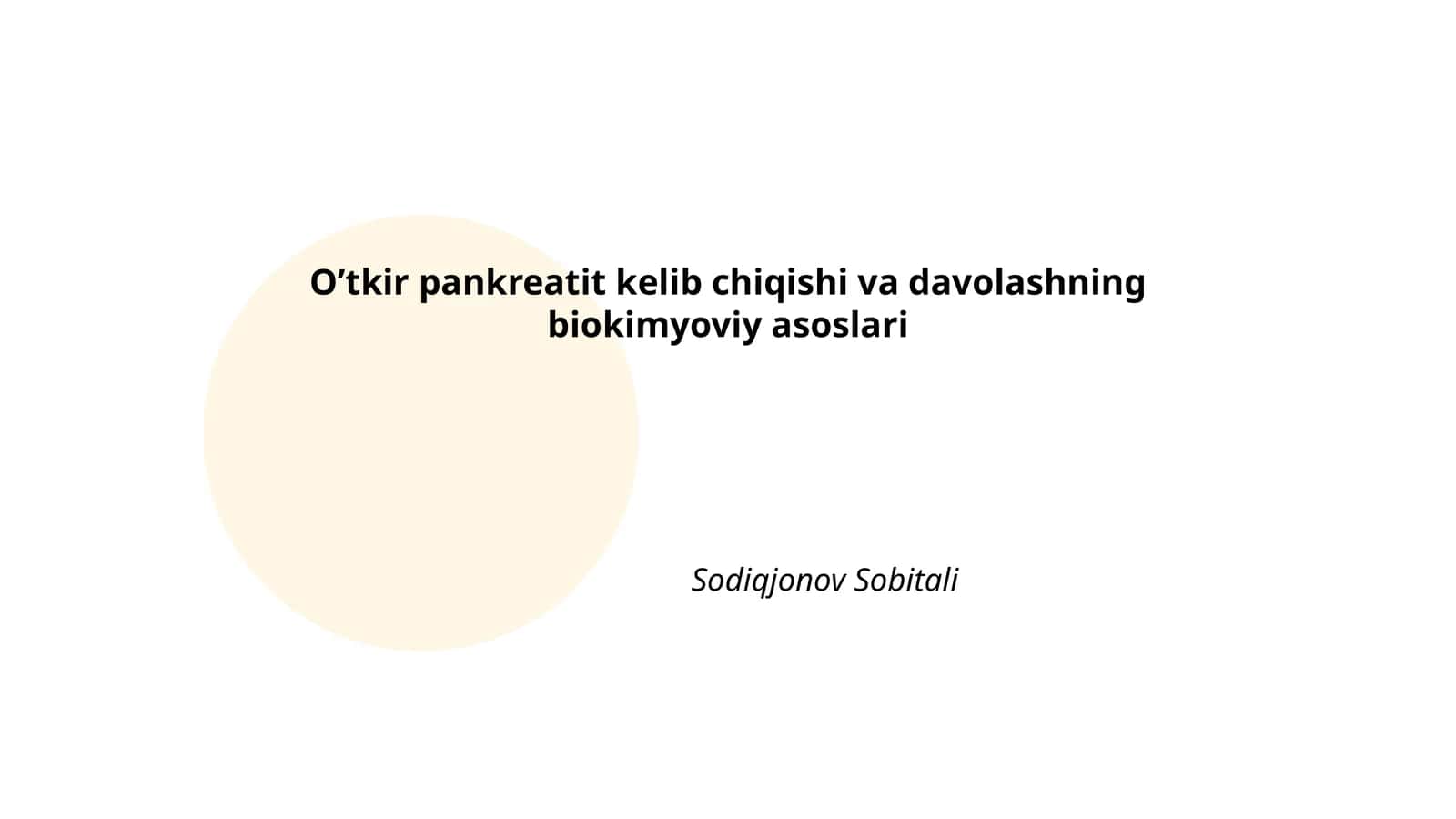 O'tkir pankreatit kelib chiqishi va davolashning biokimyoviy asoslari 1