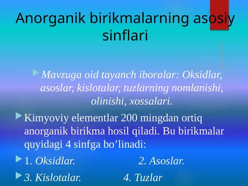 Anorganik birikmalar 1