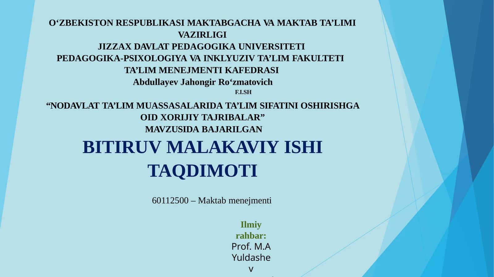 NODAVLAT TA’LIM MUASSASALARIDAGITA’LIM SIFATINING NAZARIY VA METODOLOGIK ASOSLARI 1
